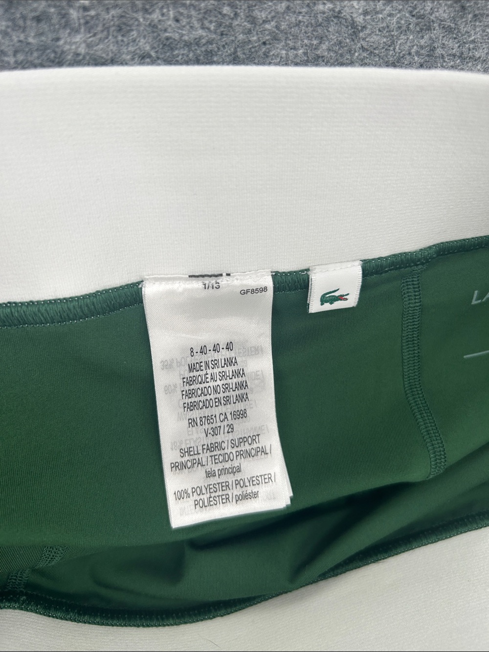 Lacoste Sport Tennis Short Tour Women Size 10 White Green Pleated Sz 40(8) - Picture 7 of 9